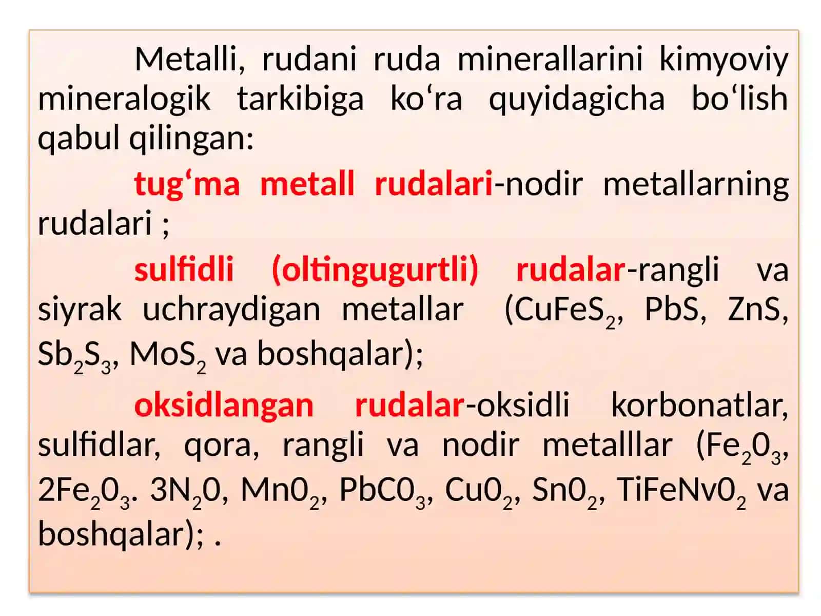 Ruda va rudamas foydali qazilmalarni kimyoviy-mineralogiktavsifi 2