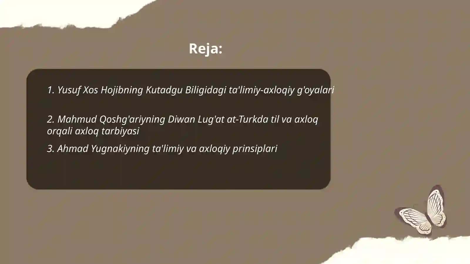 Yusuf Xos Hojib Mahmud Qoshg'ariy Ahmad Yugnakiyning talimiy axloqiy qarashlari 2