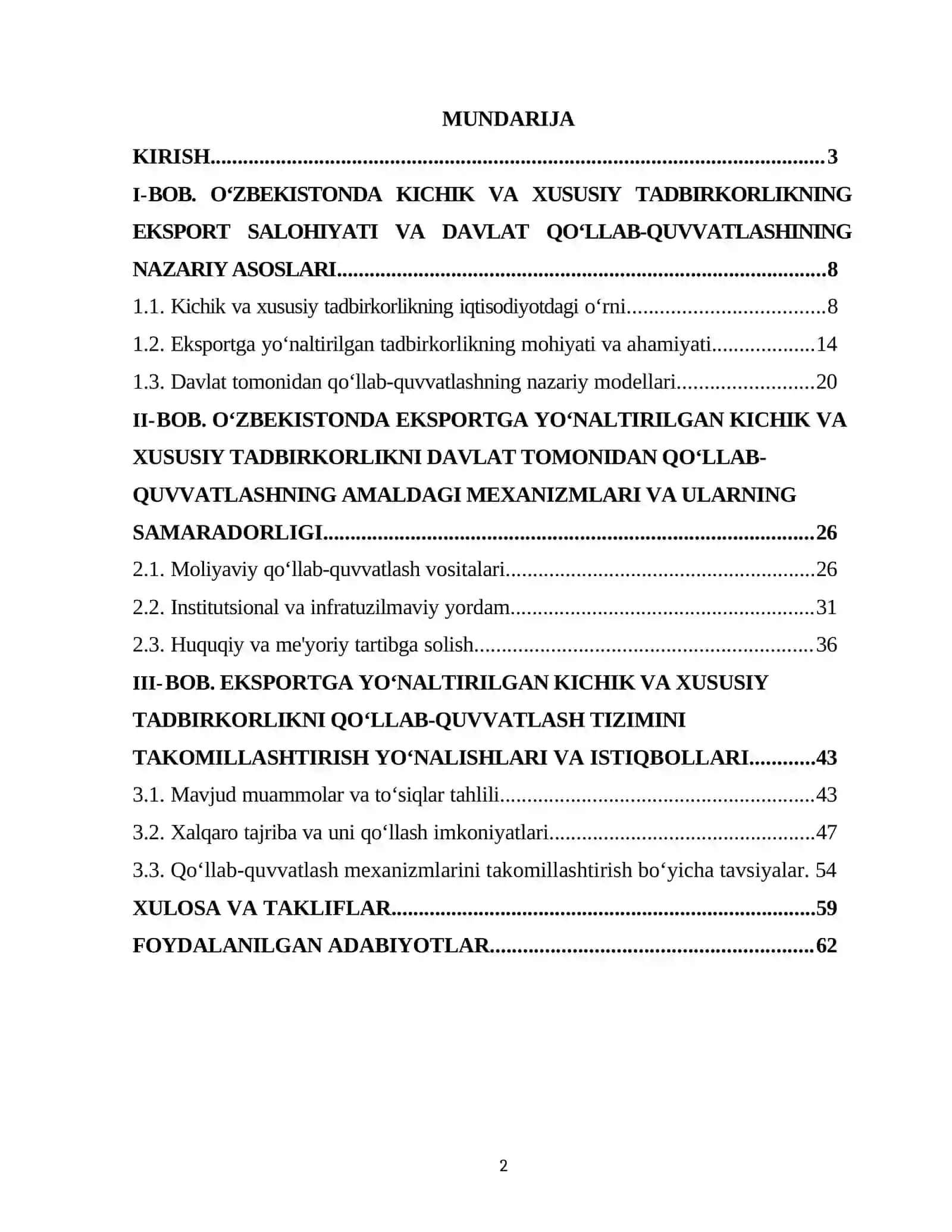 OʻZBEKISTONDA KICHIK VA XUSUSIY TADBIRKORLIKNING EKSPORT SALOHIYATI VA DAVLAT QOʻLLAB-QUVVATLASHINING NAZARIY ASOSLARI 2