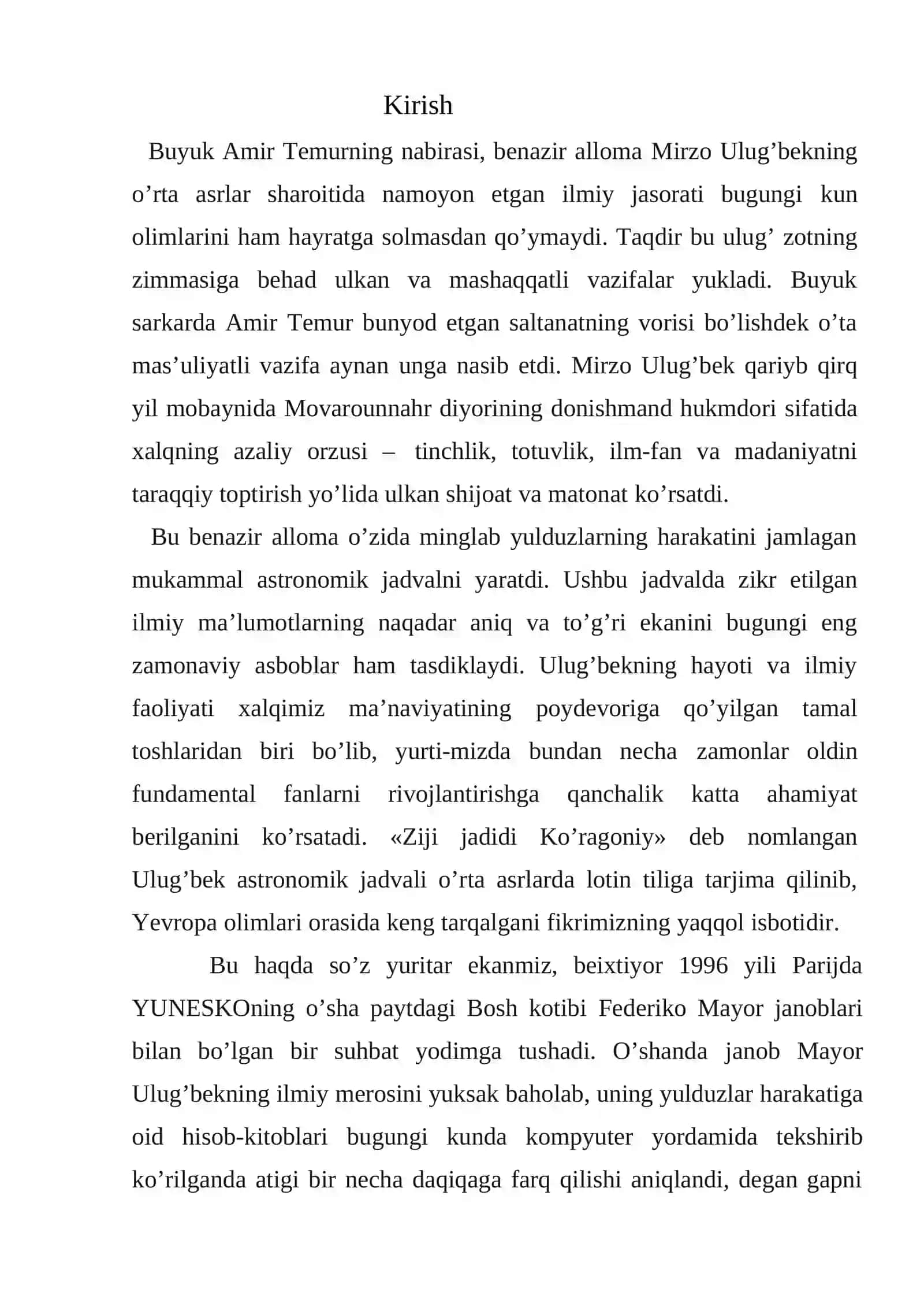 Mirzo Ulug’bek Davlat Arbobining Hayoti va Ilmiy Faoliyati 2