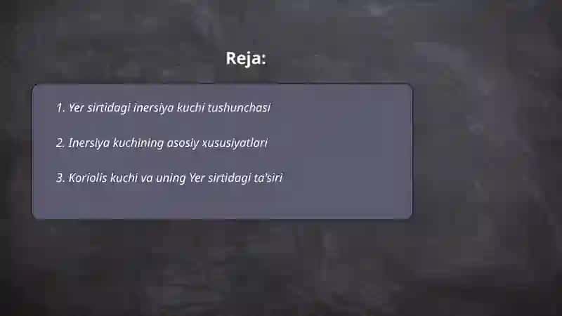 Yer sirtidagi inersiya kuchi 2