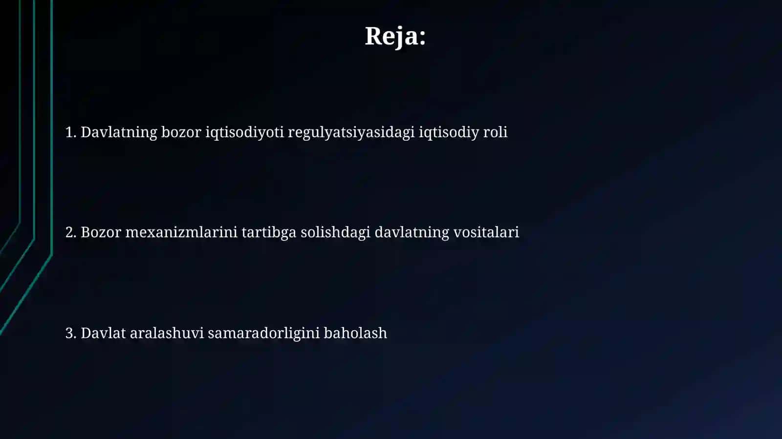 Bozor iqtisodiyotini tartibga solishda davlatning iqtisodiy oʻrni 2