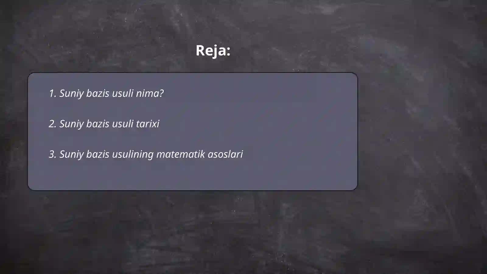 Suniy bazis usuli 2