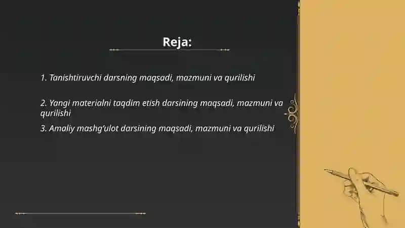 Savod o'rgatish davridagi dars tiplari, ularning maqsadi mazmuni va qurilishi 2