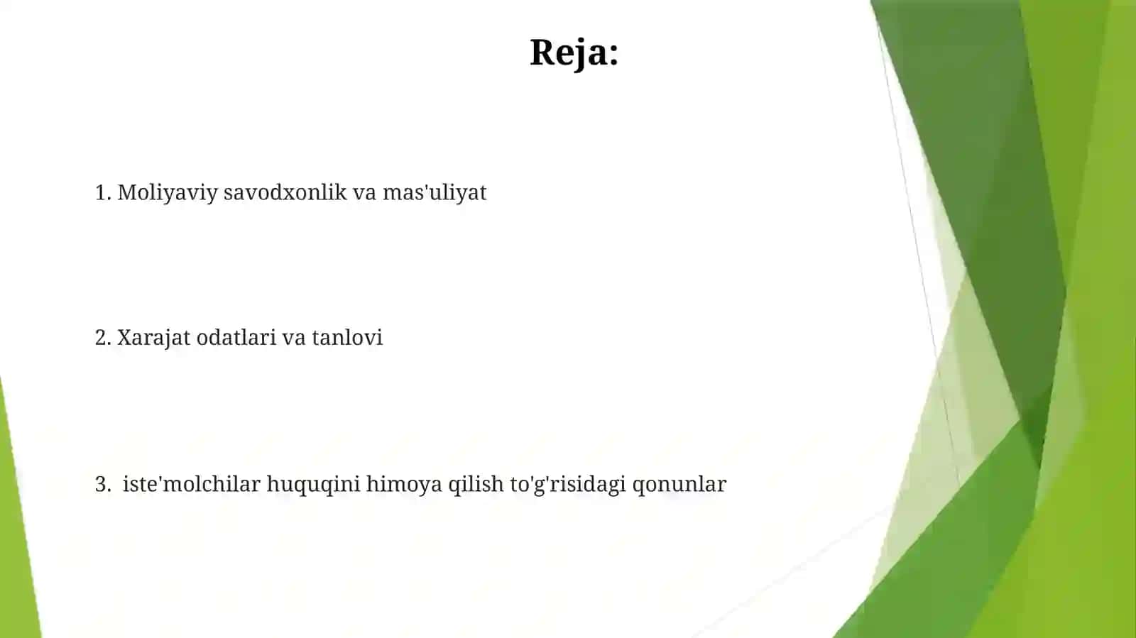 Iqtisodiy qaror qabul qilish. Isteʼmolchilarning huquqlari va majburiyatlari 2