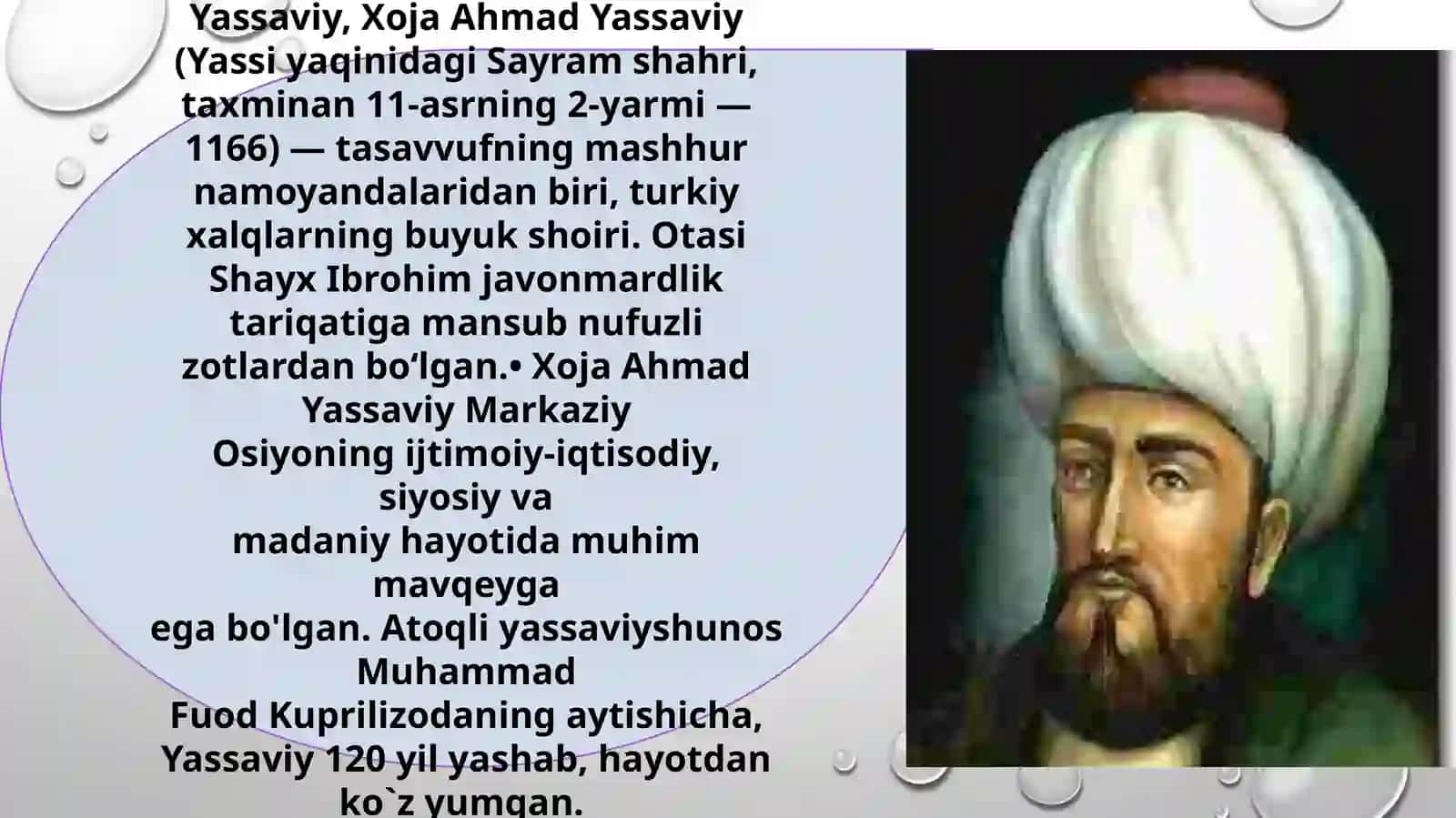 Ahmad Yassaviyning pedagogik g'oyalari. Umar Hayyomning ta'lim-tarbiyaga oid fikrlari 2