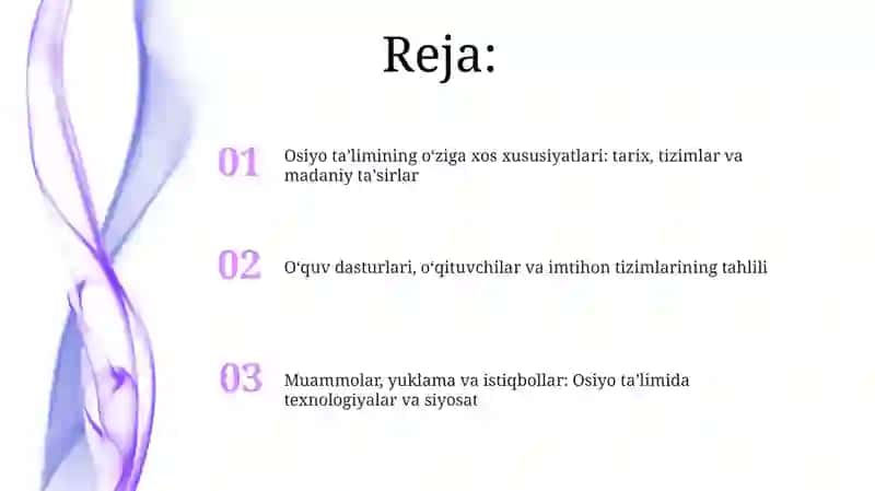 Osiyo ta'limining o'ziga xos xususiyatlari 2