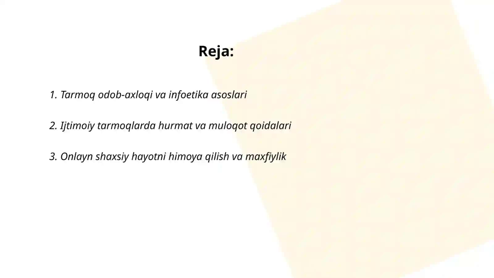 Tarmoq odob -axloqi (infoetika) 2