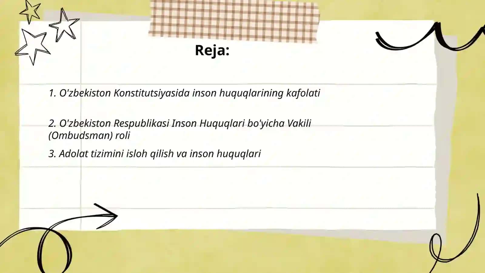 Yangi Òzbekistonda inson haq huqularini va erkinliklari kafolatining yaratilishi 2