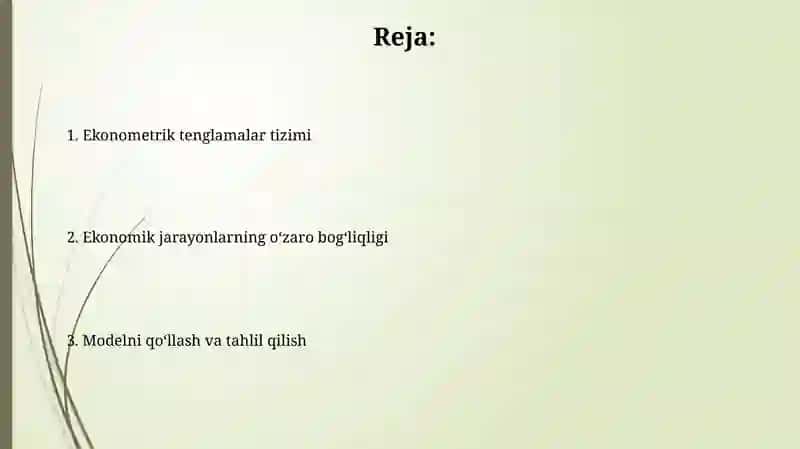 Ekonometrik tenglamalar tizimi 2