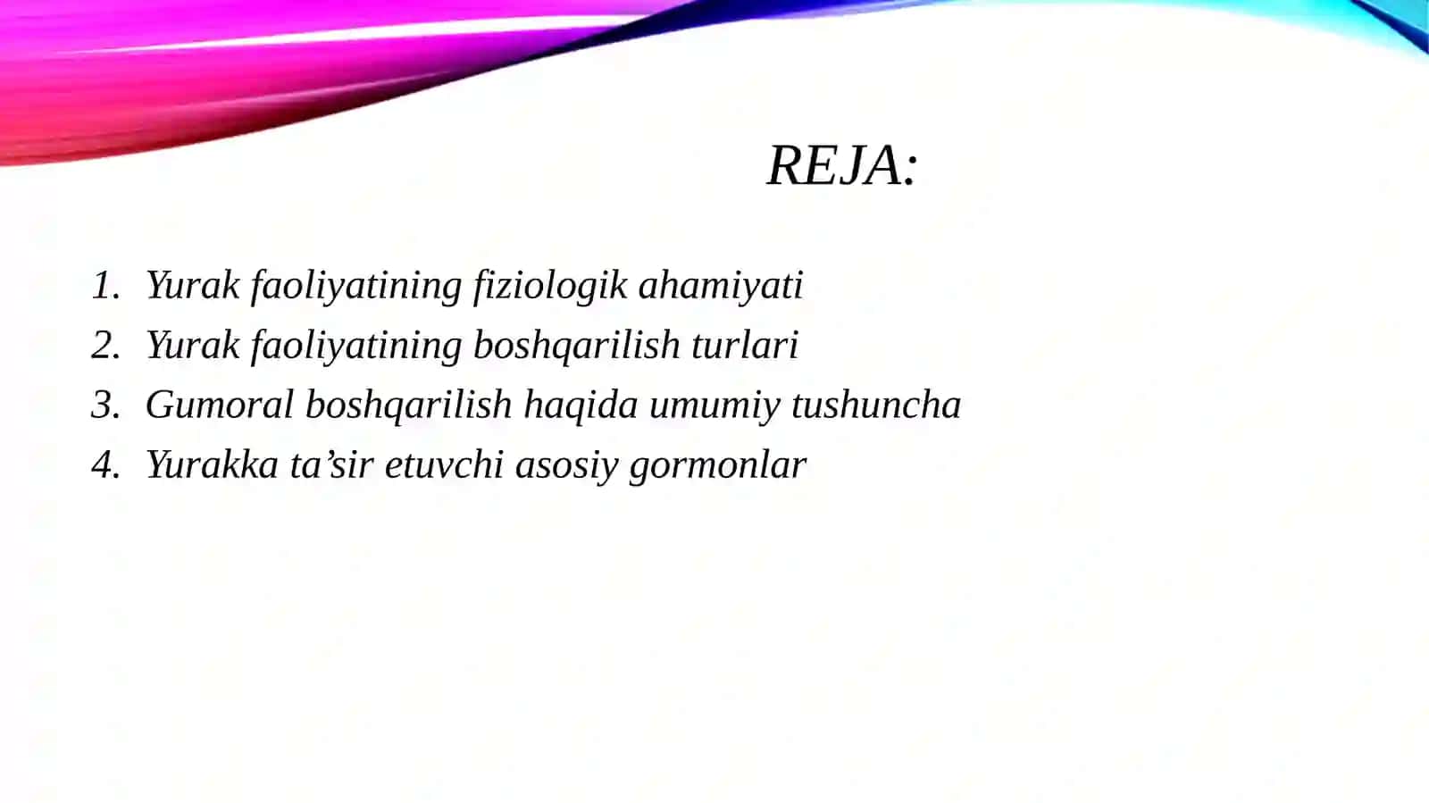 Yurak faoliyatining gumoral boshqarilishi 2