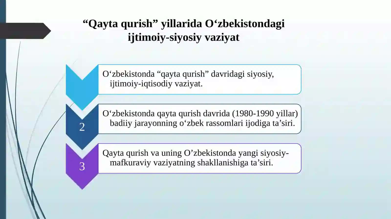 Qayta qurish yillarida O'zbekistondagi ijtimoiy-siyosiy vaziyat 2