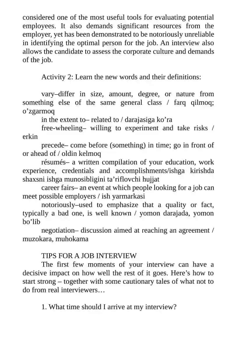 JOB INTERVIEWS 2