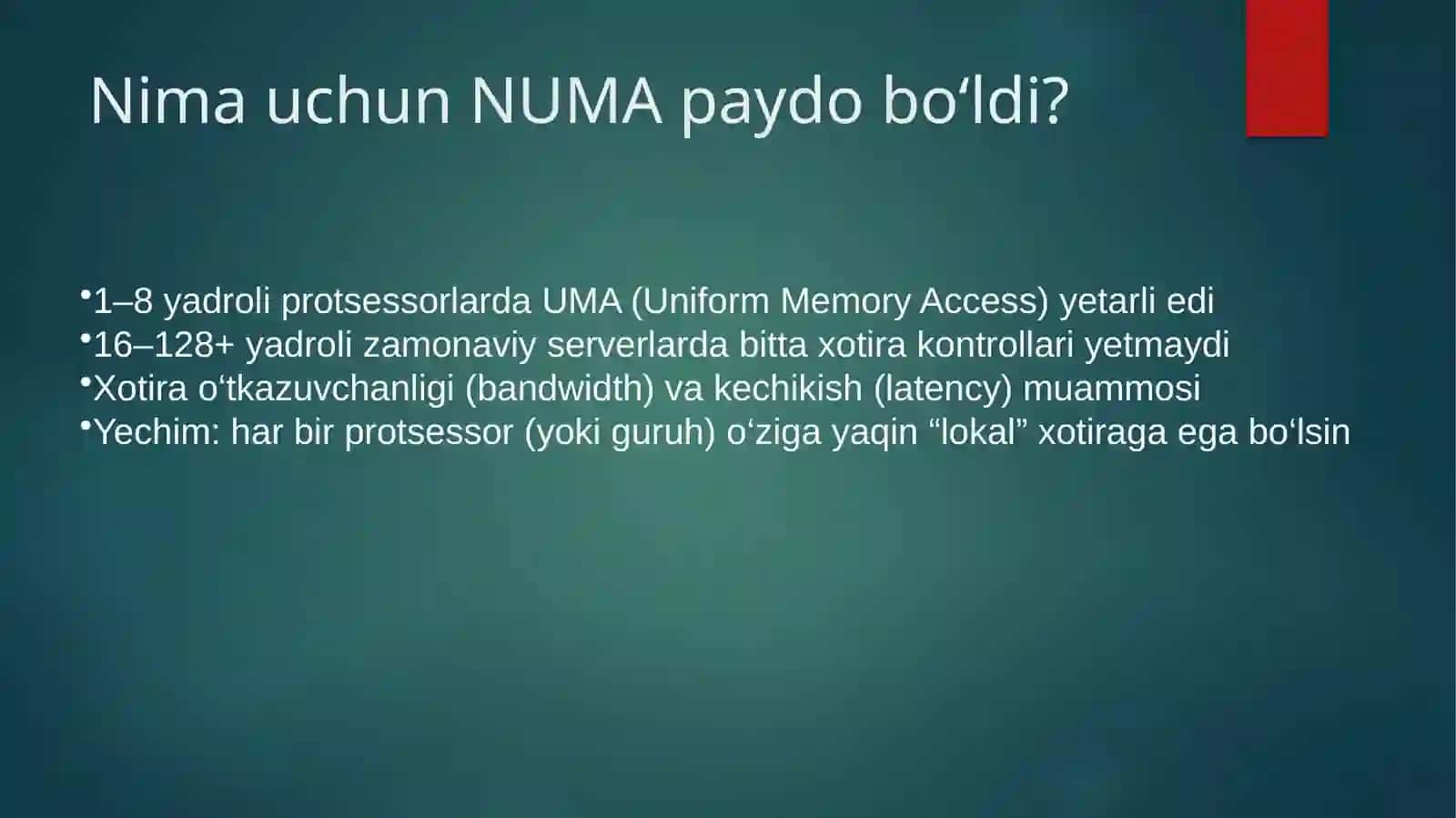 Xotiragabirxilbo‘lmaganruxsatliliktexnologiyasi, NUMA 2