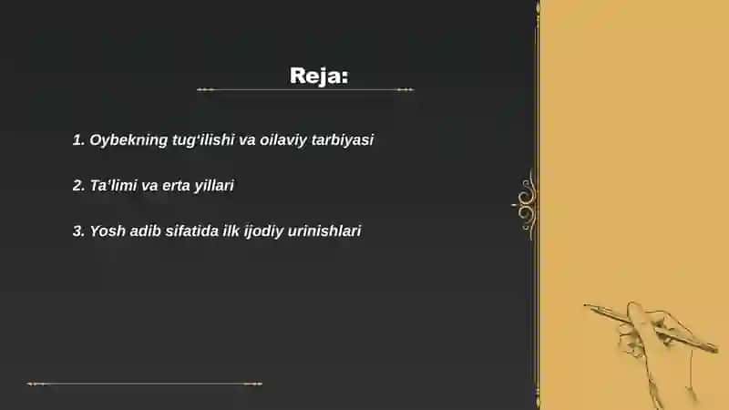 Oybekning hayoti va ijodi 2
