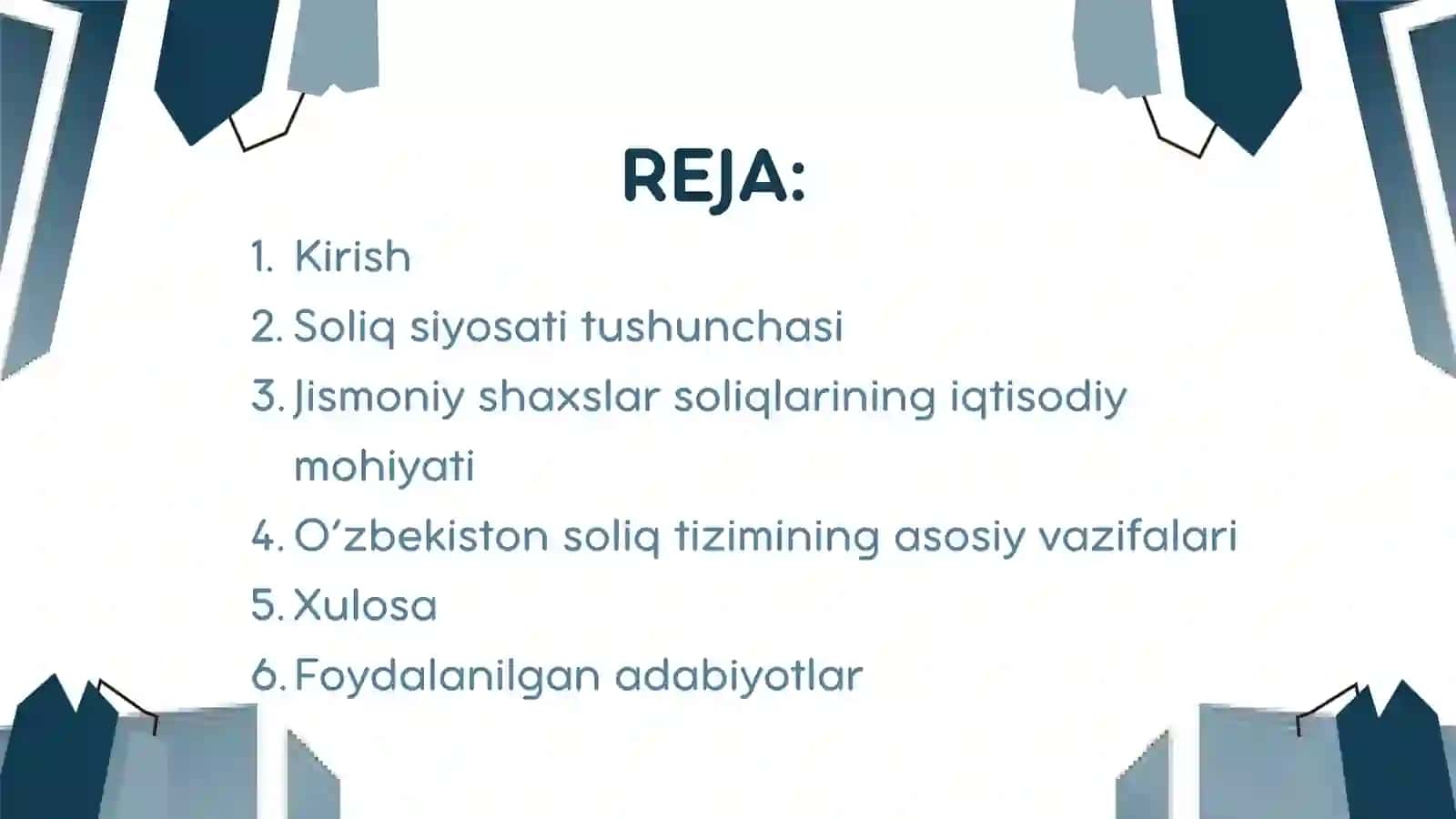 O'zbekiston Respublikasida soliq siyosatining ustuvor yo'nalishlari. Jismoniy shaxslar soliqlari misolida 2