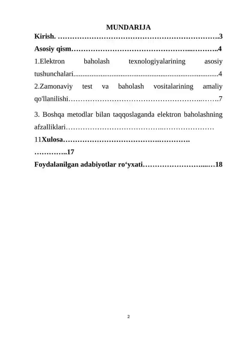 Diagnostika va o‘quvchilar bilimini elektron baholashning zamonaviy metod va texnalogiyalarini joriy etishi 2