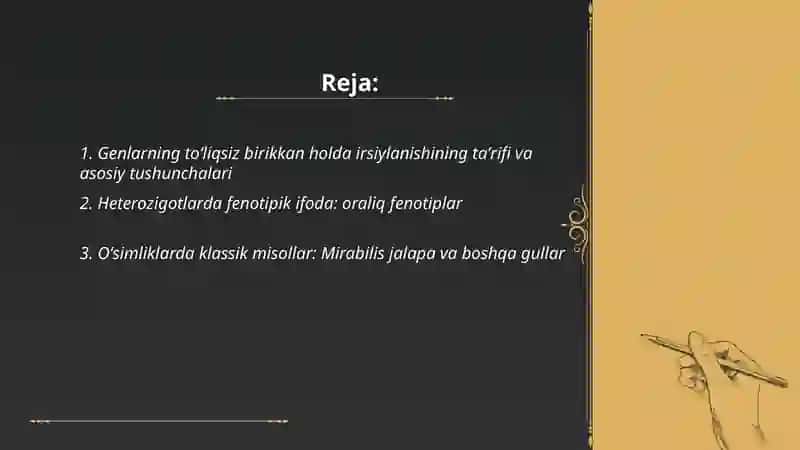 Genlarning toʻliqsiz birikkan holda irsiylanishi 2