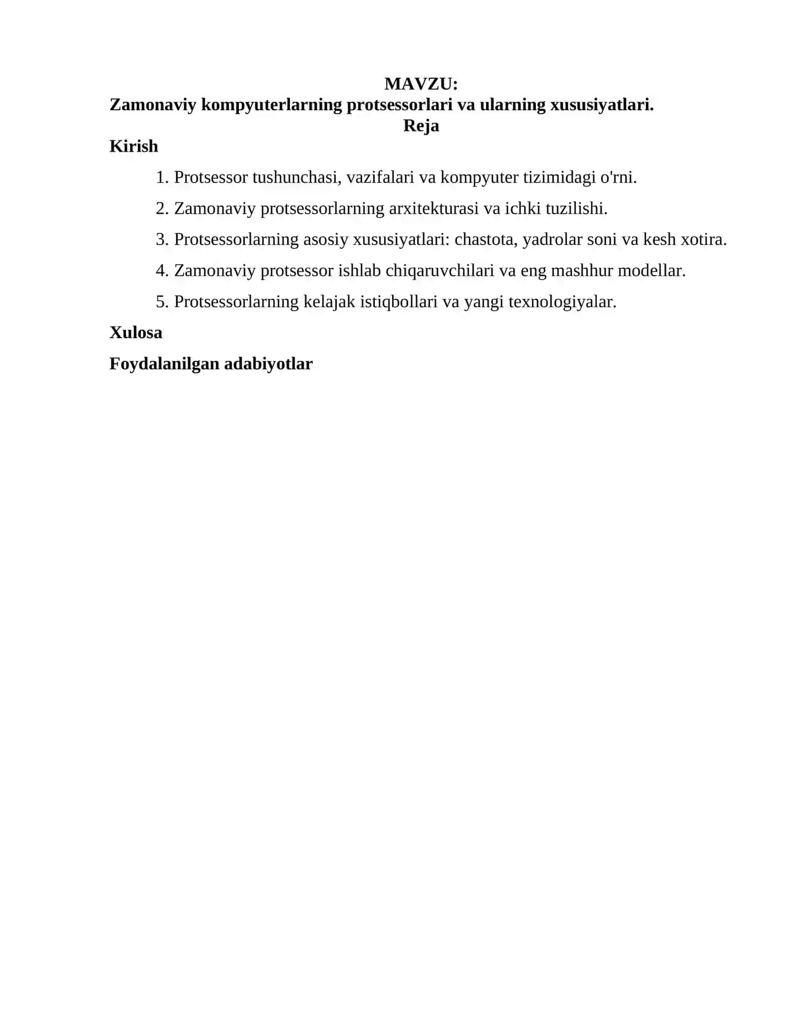 Zamonaviy kompyuterlarning protsessorlari va ularning xususiyatlari 2
