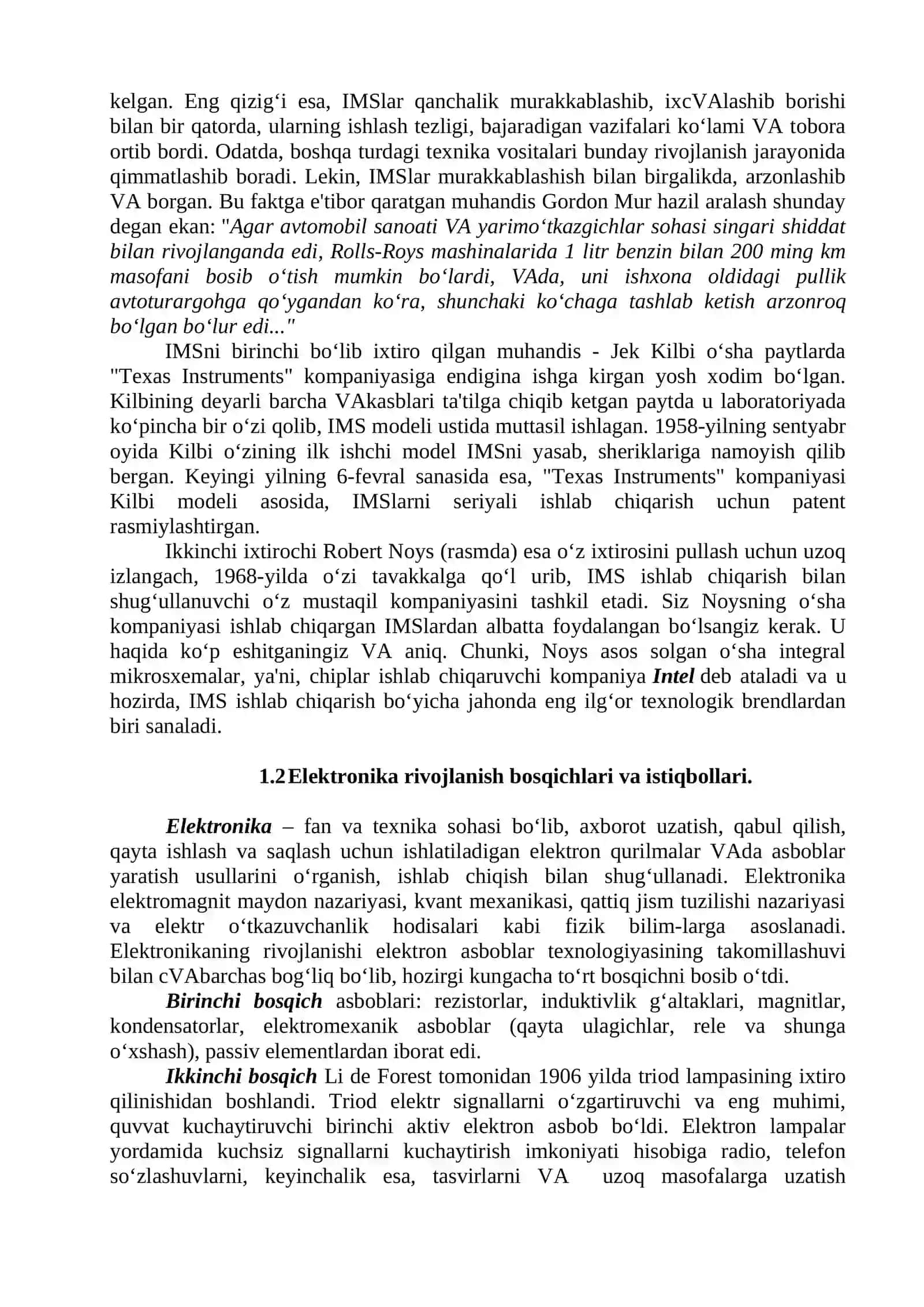 1-Ma’ruza. Elektronika va sxemalar 2 fani, mazmuni va usullari 2