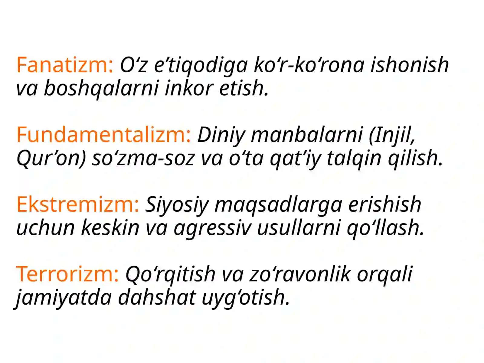 Diniy fanatizm, ekstremizm, fundamentalizm va terrorizm: Tarix va zamonaviy xavfsizlikka tahdidlar. 2