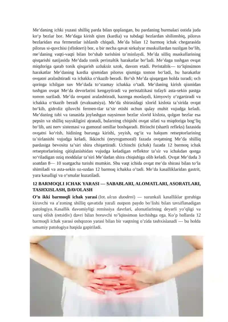 ME'DA VA O’N IKKI BARMOQ ICHAK YO`LLARI BUZULISHI 2