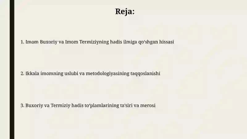 Imom Buxoriy va Islom Termiziyning hadis ilmiga qo'shgan hissalarini qiyosiy tahlili 2