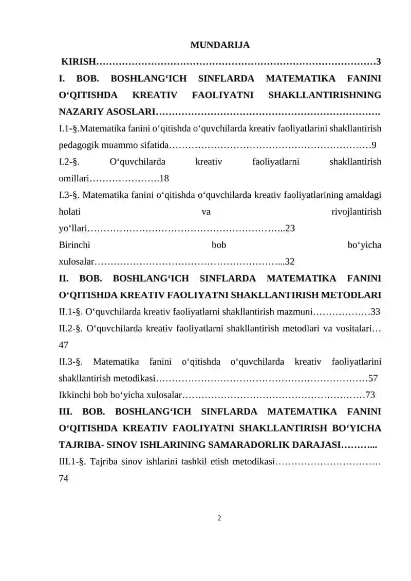 BOSHLANG‘ICH SINFLARDA MATEMATIKA FANINI O‘QITISHDA KREATIV FAOLIYATNI SHAKLLANTIRISH USULLARI 2