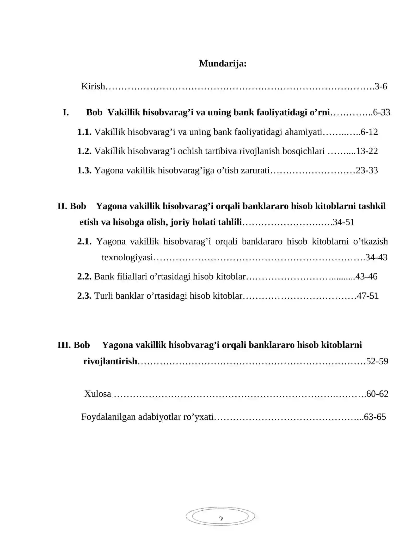Yagona vakillik hisobvarag’i va u bo’yicha operatsiyalarning yuritilishi va hisobi 2