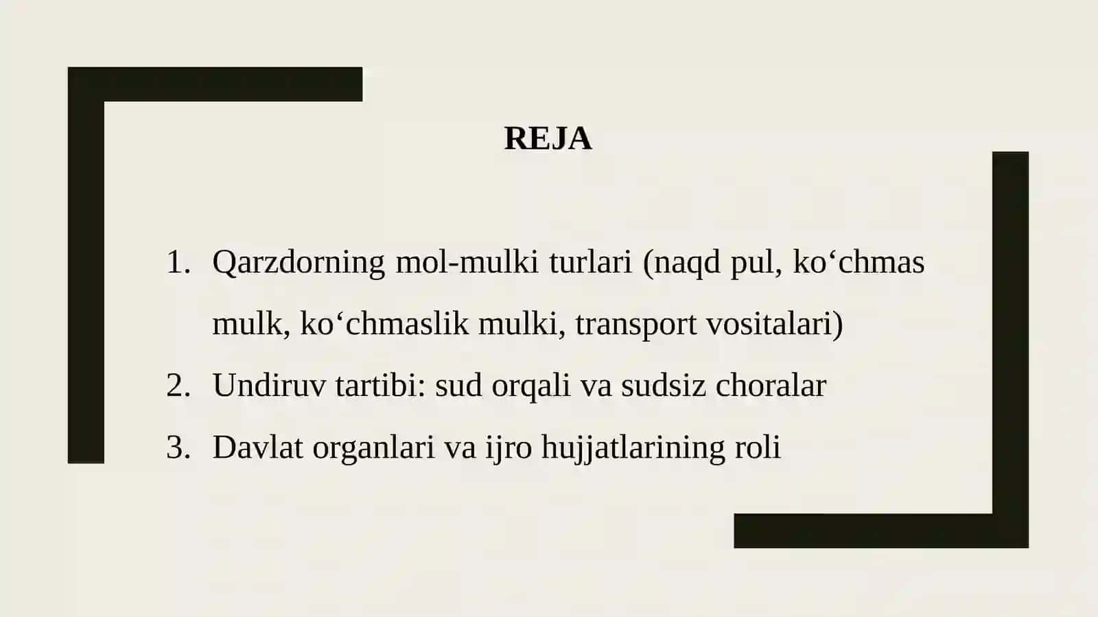 UNDIRUVNI QARZDORNI MOL MULKIGA QARATISH 2