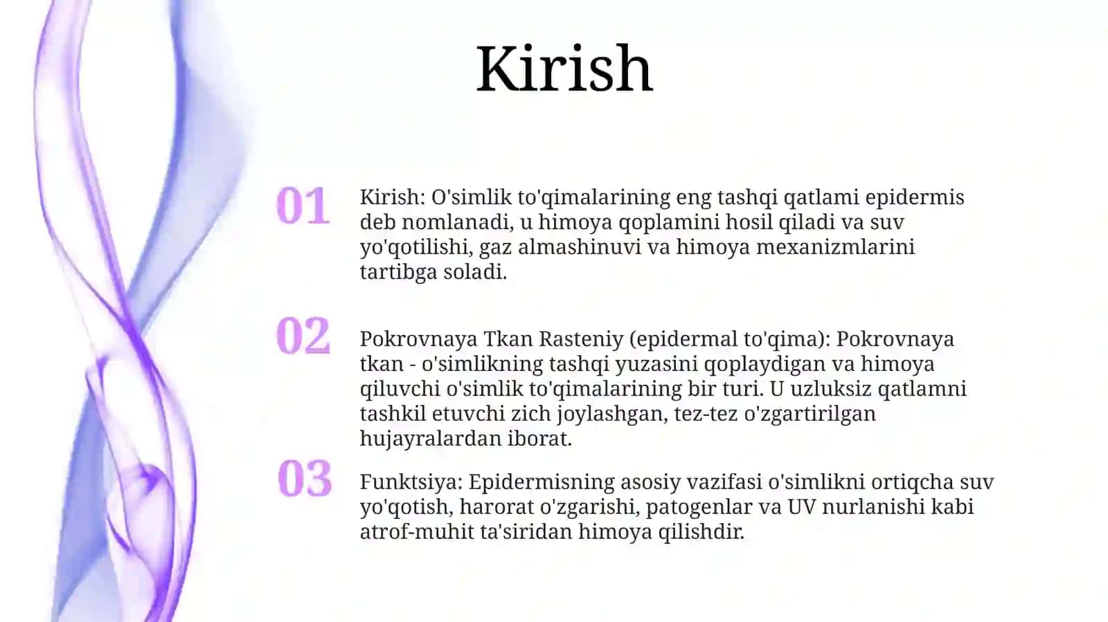 Pokrovnaya Tkan Rasteniy (epidermal to'qima) 2