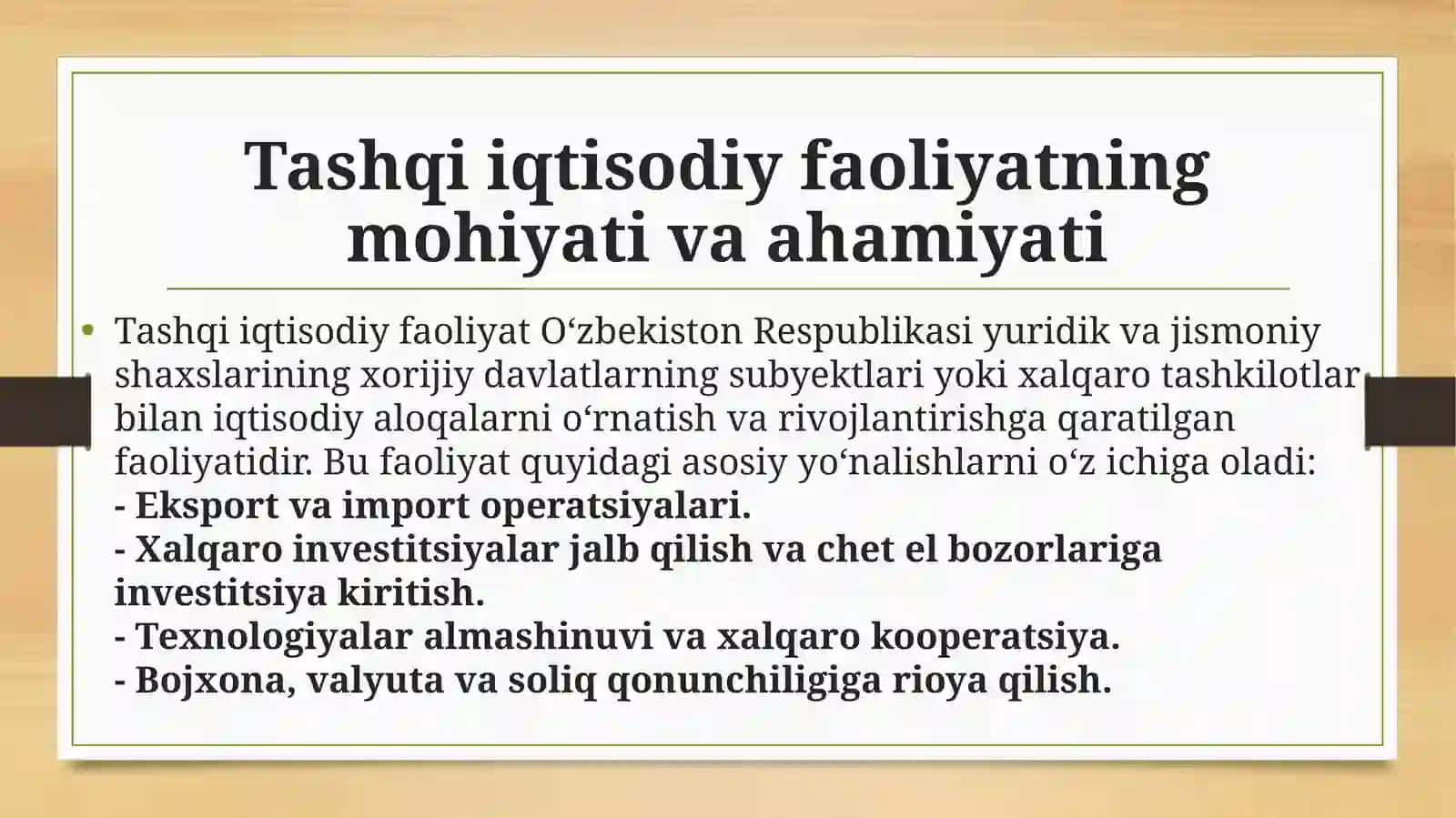 xo'jalik yurutuvchi subyektlarning tashqi iqtisodiy faoliyati tahlili 2