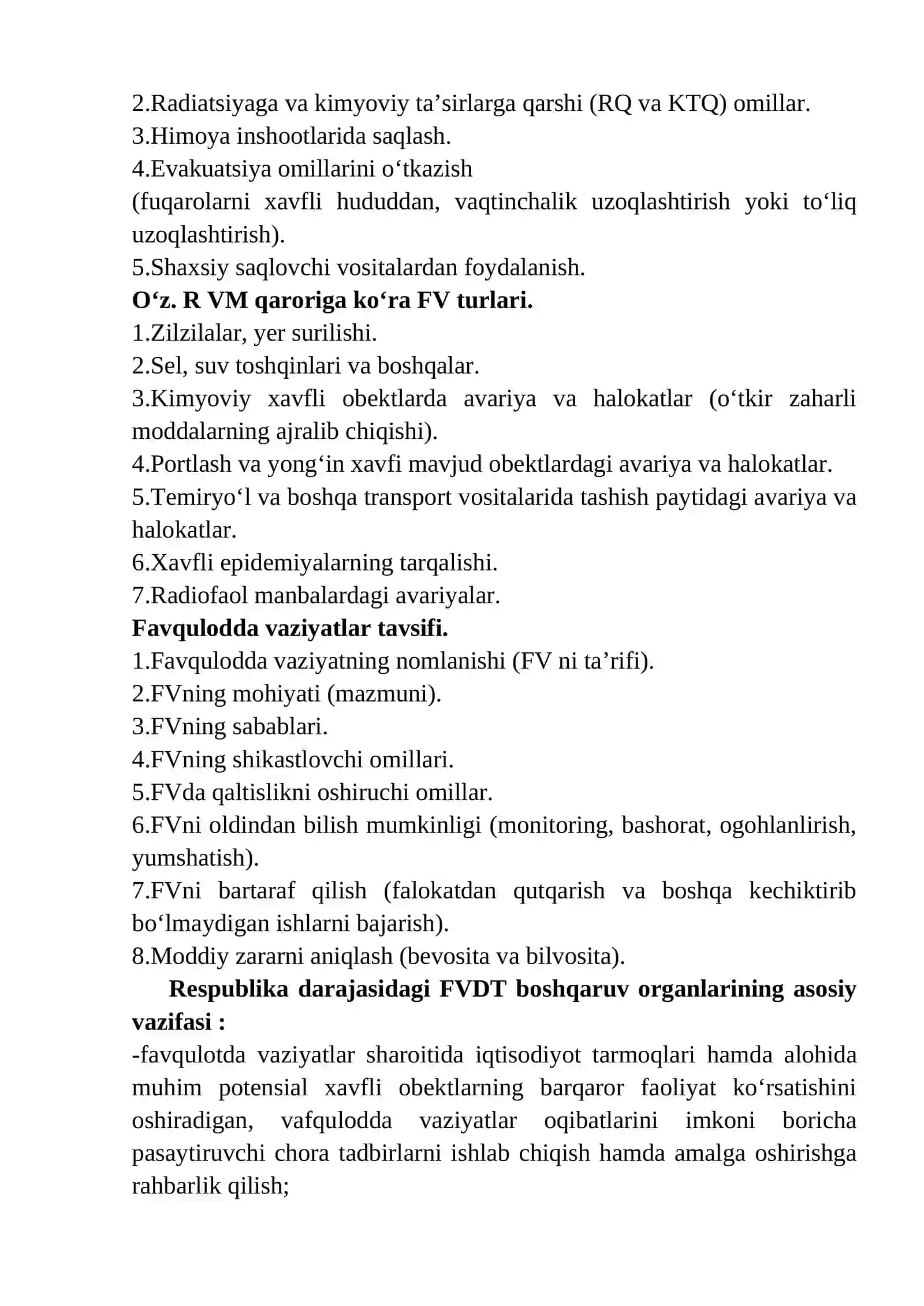 Aholini va xududlarni favqulotda vaziyatlardan muhofaza qilish 2