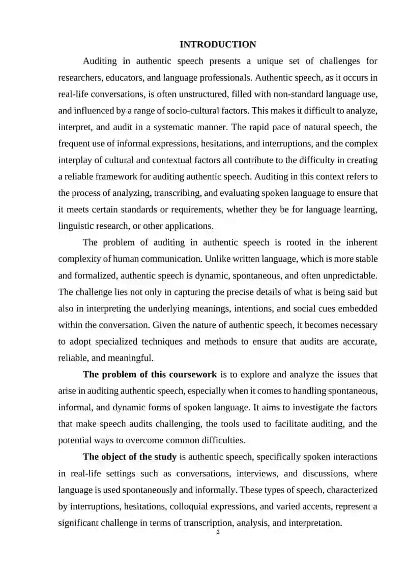 Auditing in Authentic Speech 2
