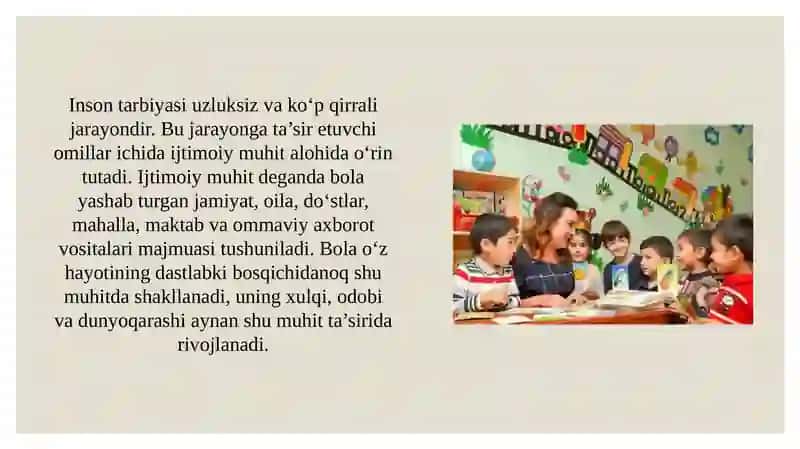 Ijtimoiy muhit bola tarbiyalashning omili sifatida 2