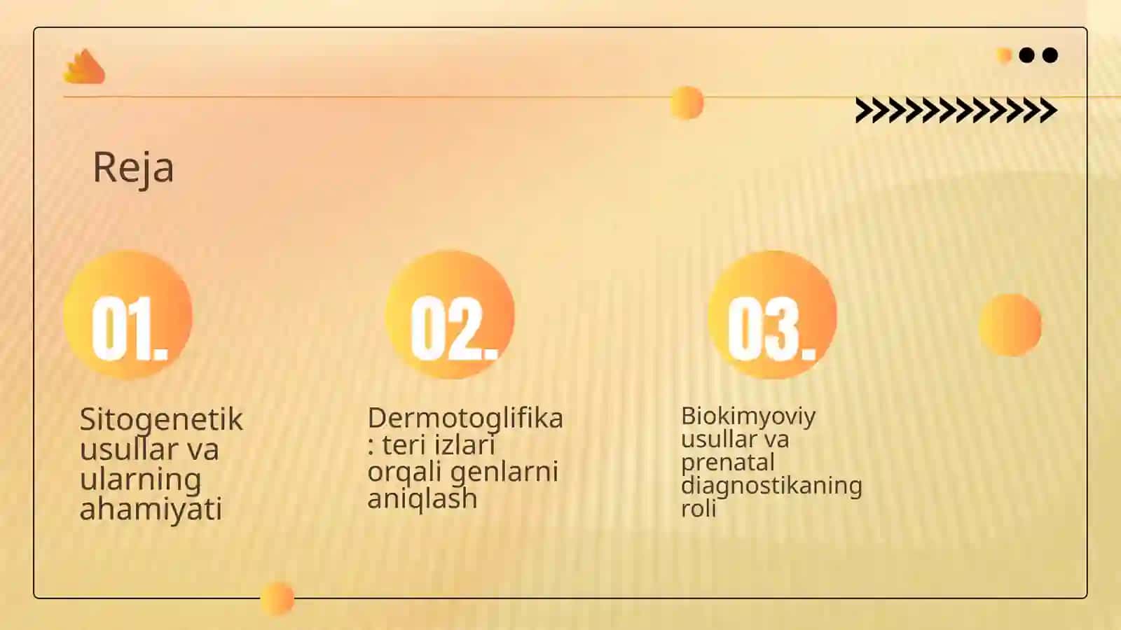 Odam genetikasini oʻrganish usullari:sitogenetik, dermotoglifika, biokimyoviy. Prenetal diagnostika 2