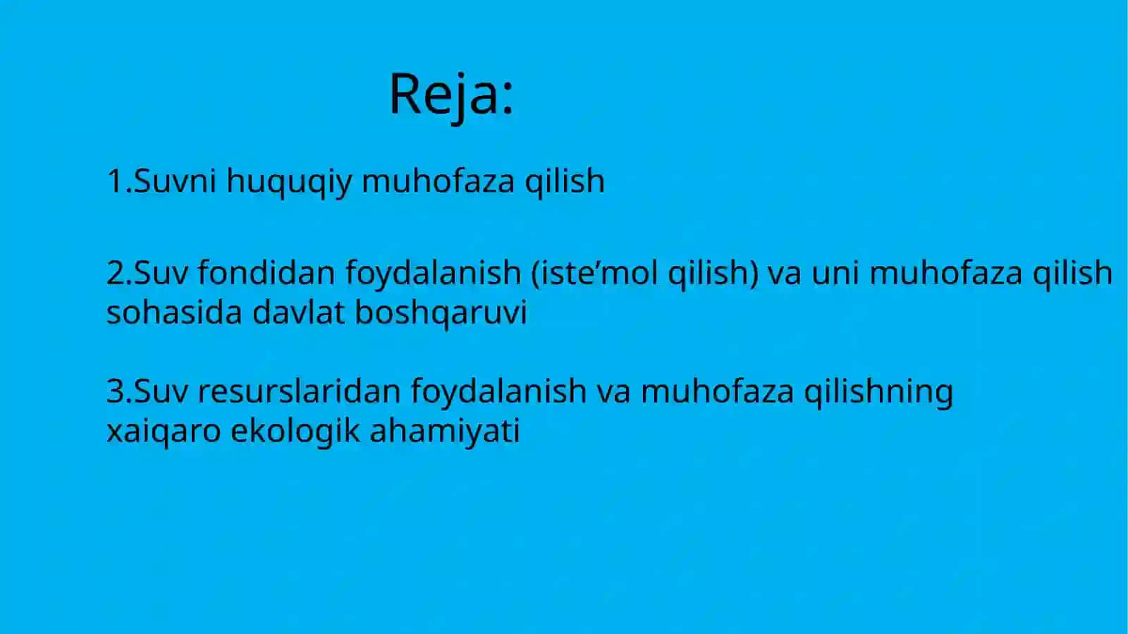 Suv Resurslarini Muhofaza Qilish va Undan Foydalanishning Huquqiy Tartibi 2