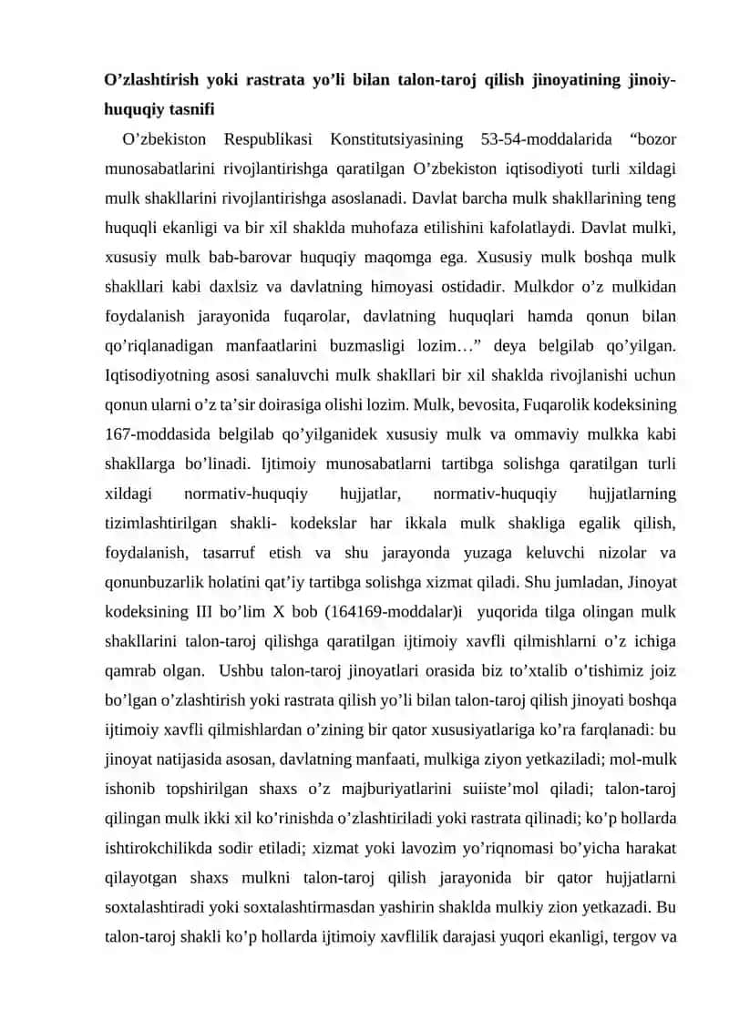 O'zlashtirish yoki rastrata yoli bilan talon-toroj qilish 2