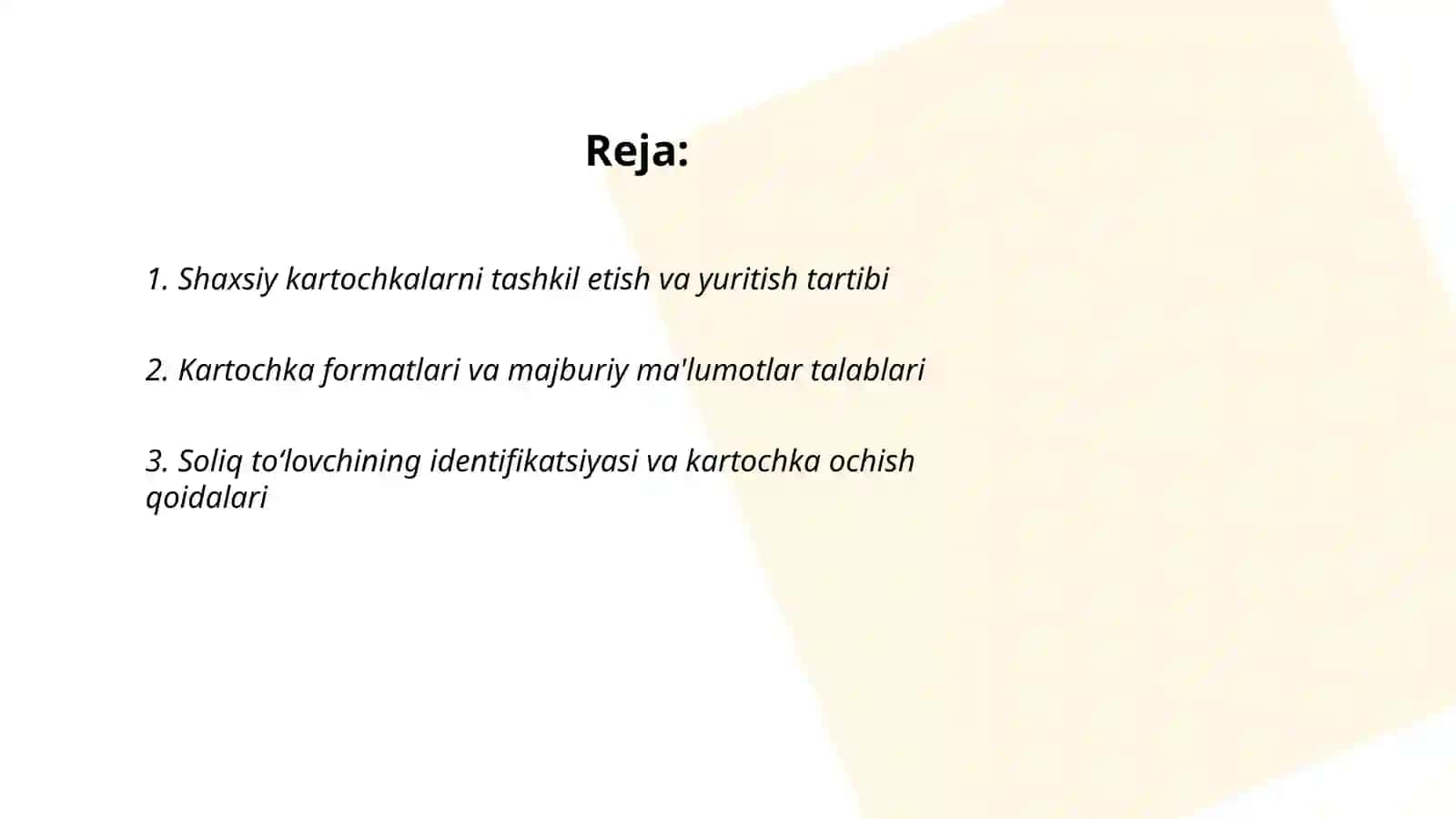 Davlat soliq xizmati organlarida soliq tolovchilarning shaxsiy kartochkalarini yuritish tartibi 2