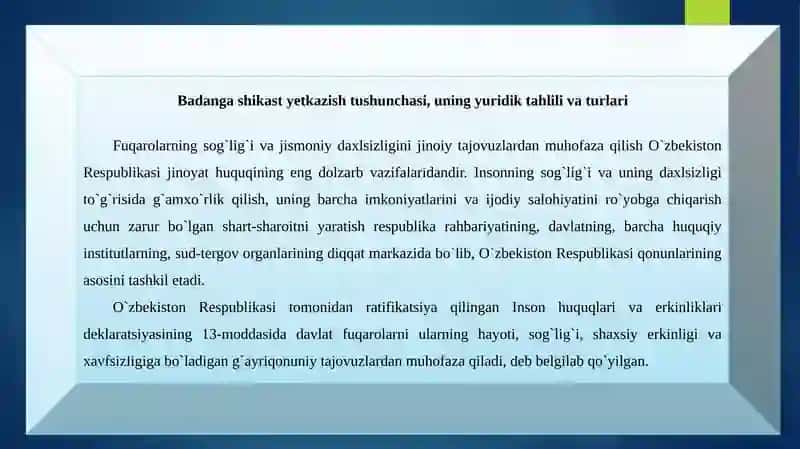 Jinoyatlarning jinoiy-huquqiy tasnifi 2