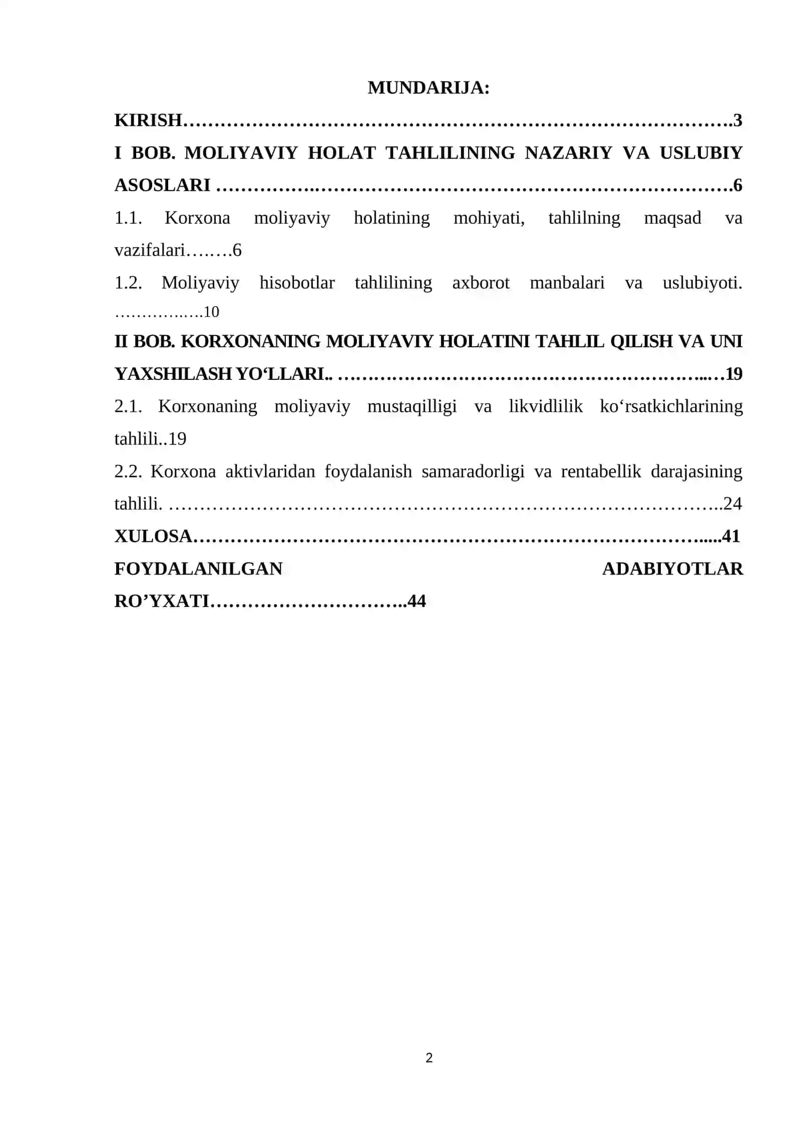 MOLIYAVIY HISOBOT ASOSIDA KORXONANING MOLIYAVIY HOLATINI TAHLIL QILISH 2