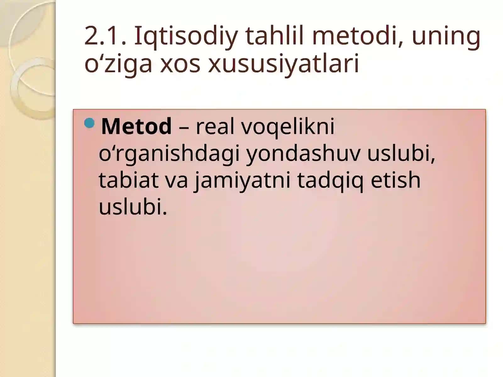 IQTISODIYTAHLIL METODI VA UNDA QO‘LLANILADIGAN USULLAR 2