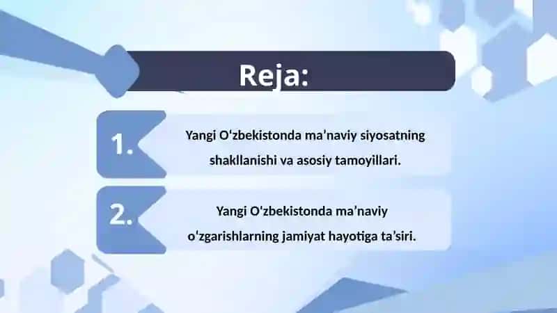 Yangi O'zbekistonda amalga oshirilayotgan ma'naviy o'zgarishlar 2