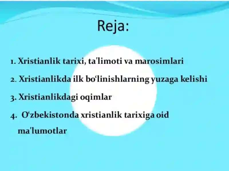 Xristianlik tari 'osimlari 2