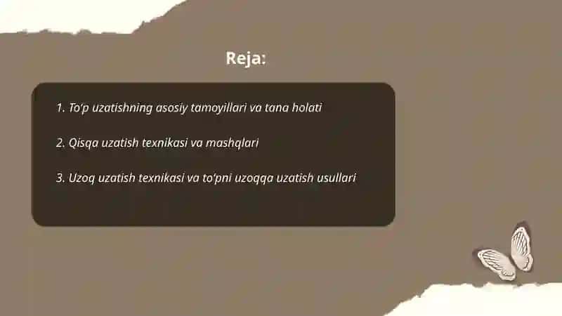 Toʻp uzatish texnikasini oʻrgatish 2