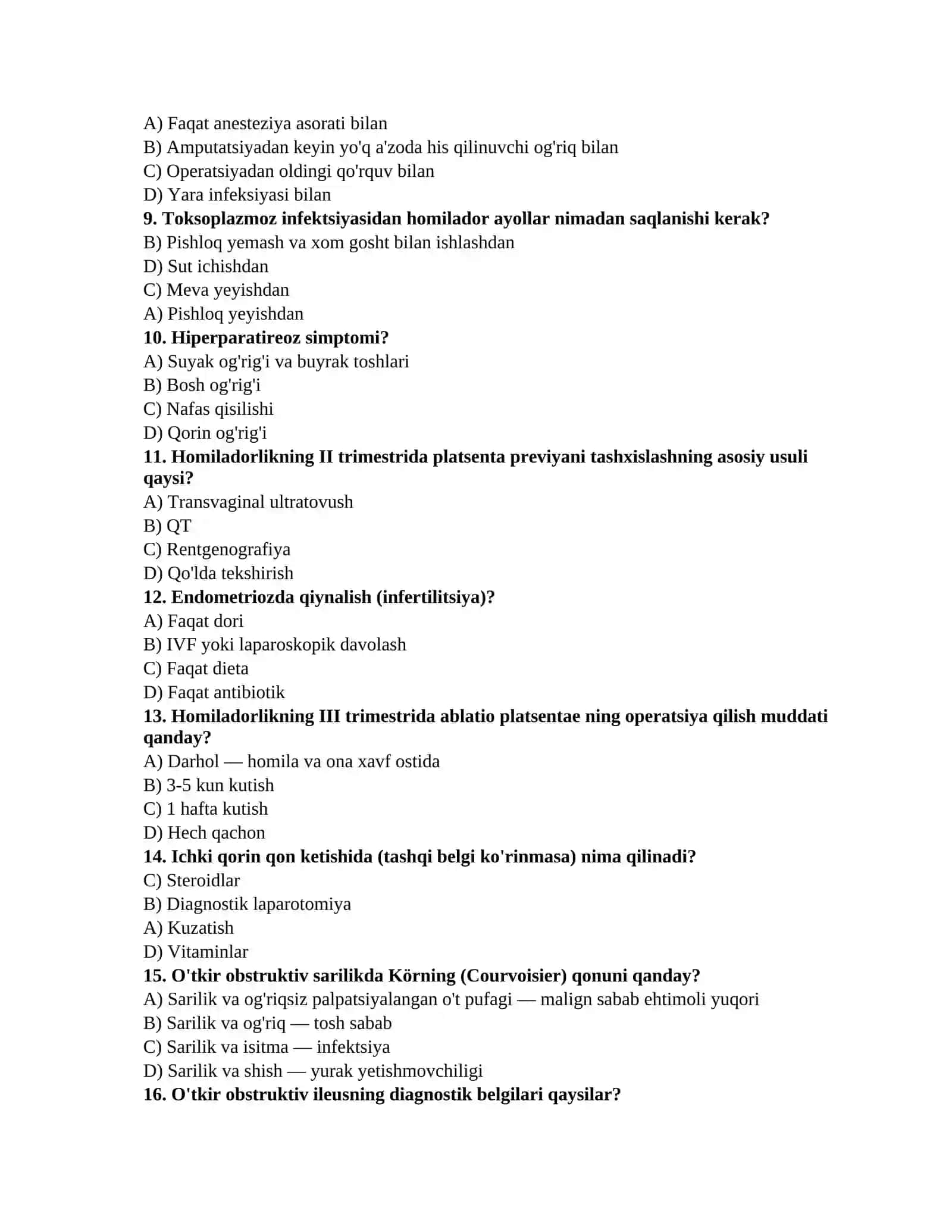 ARGOS tibbiyot savollari 2