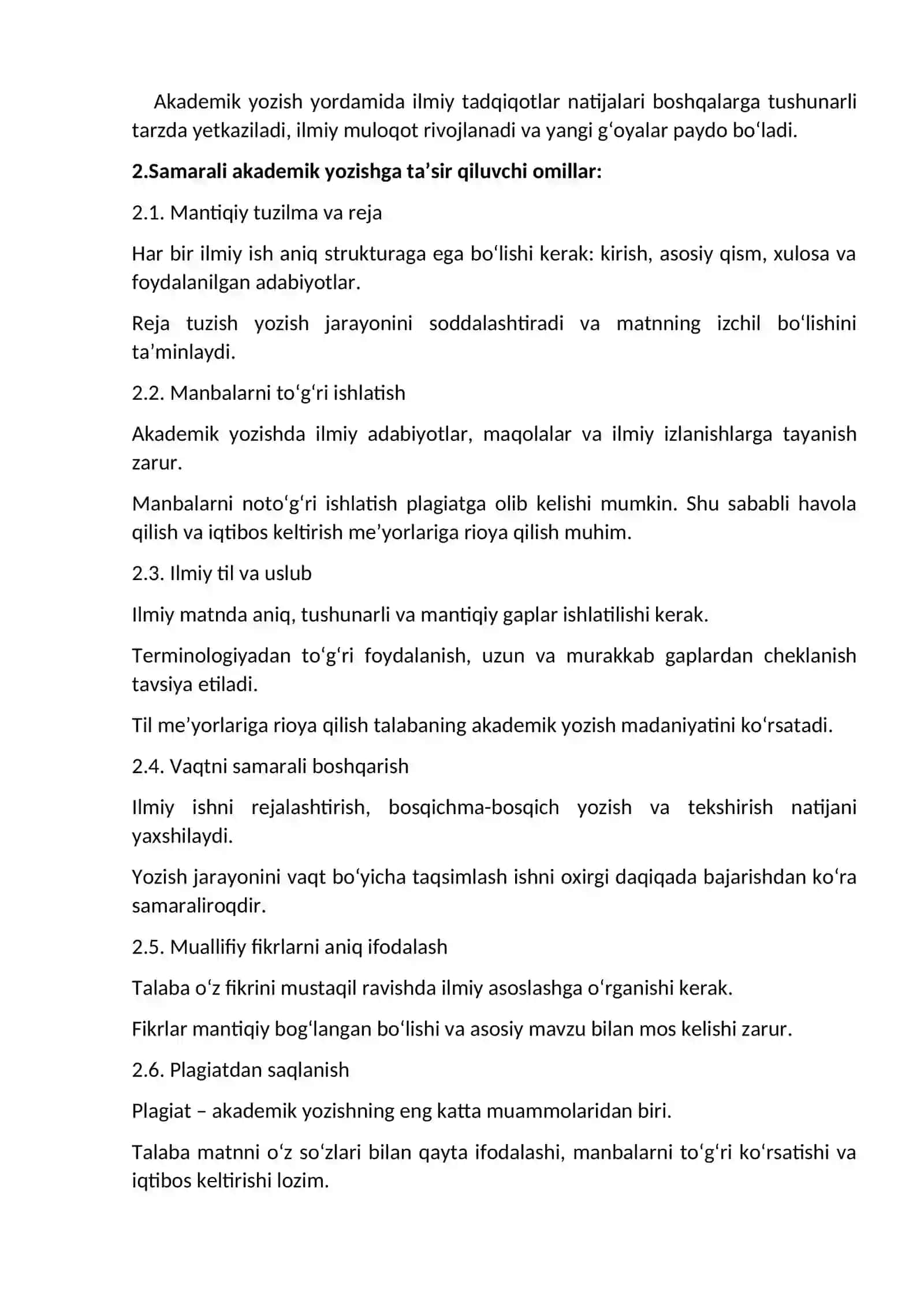 AKADEMIK YOZISH VA SAMARALI AMALGA OSHIRISH OMILLARI 2