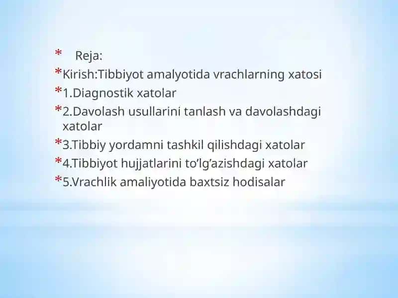 Klinik amaliyot dashifokor xatosi 2