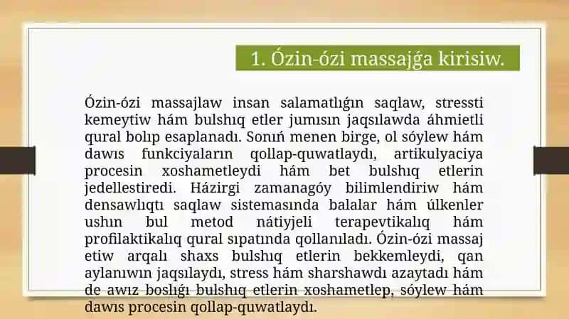 Ózin-ózi massaj etiw metodikası 2