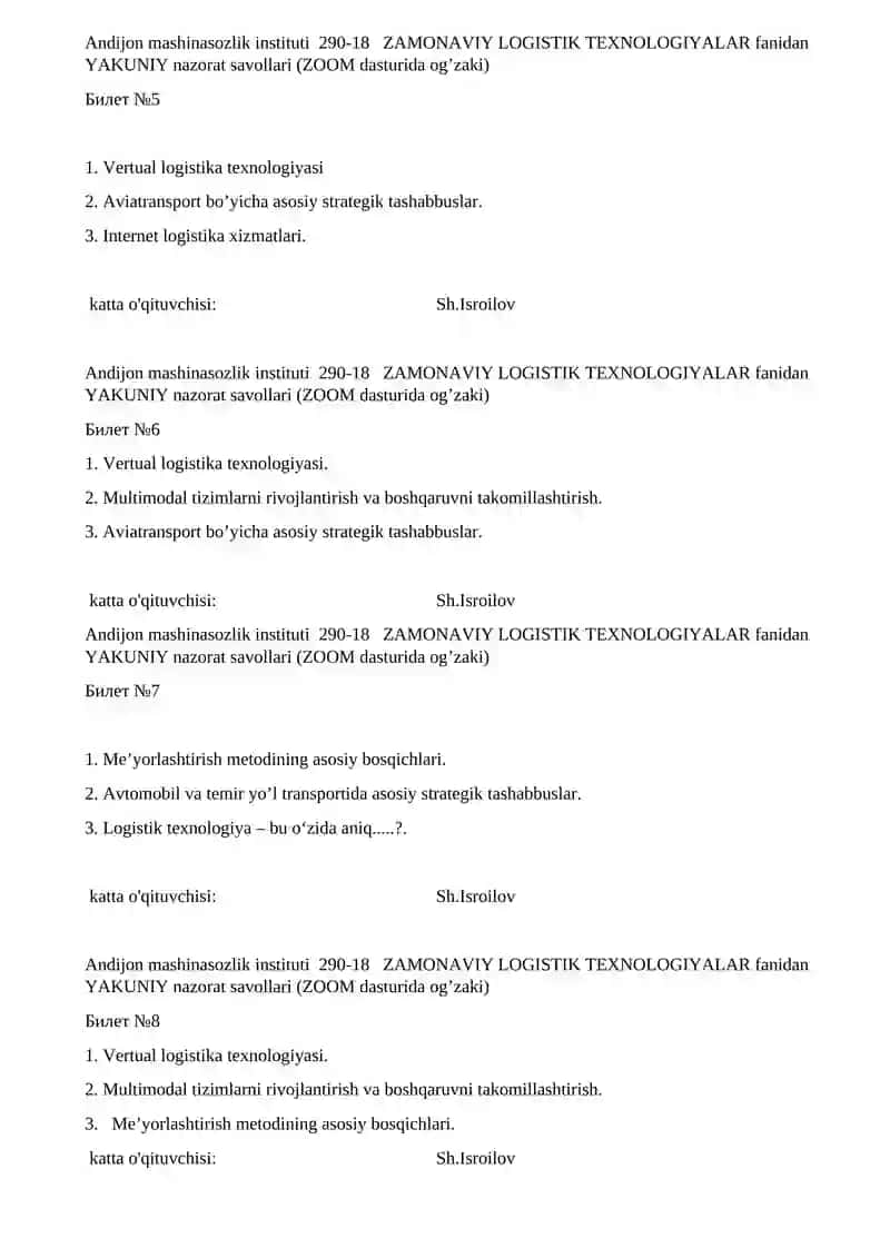 ZAMONAVIY LOGISTIK TEXNOLOGIYALAR 2